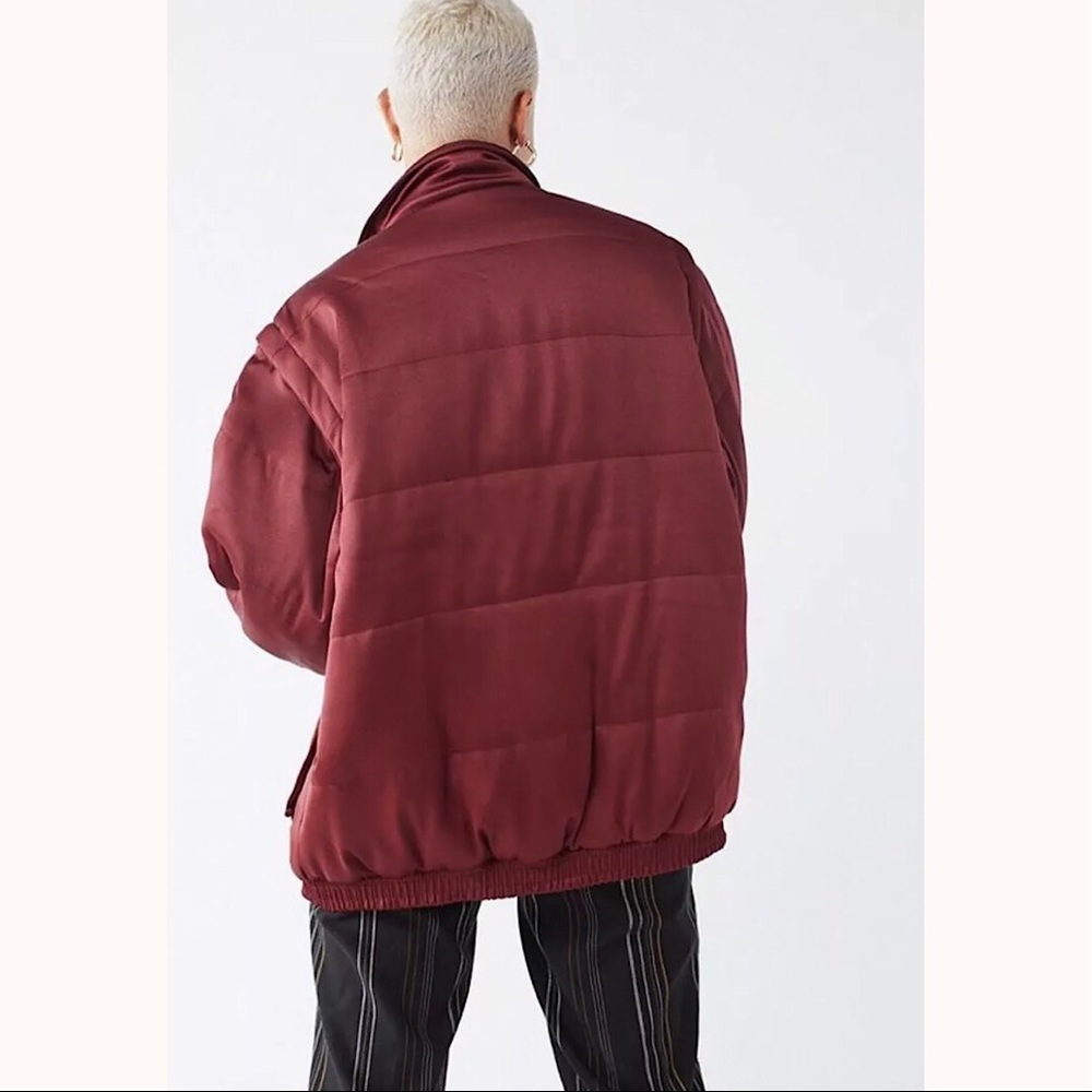 URBAN OUTFITTERS Dawson Puffer Jacket Maroon - Picture 4 of 8
